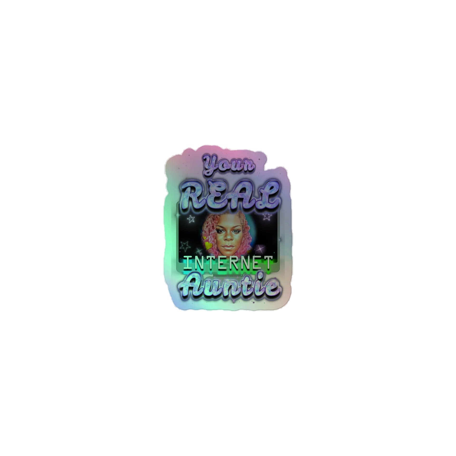 Your Real Internet Auntie Holographic Sticker Sheet product image (1)
