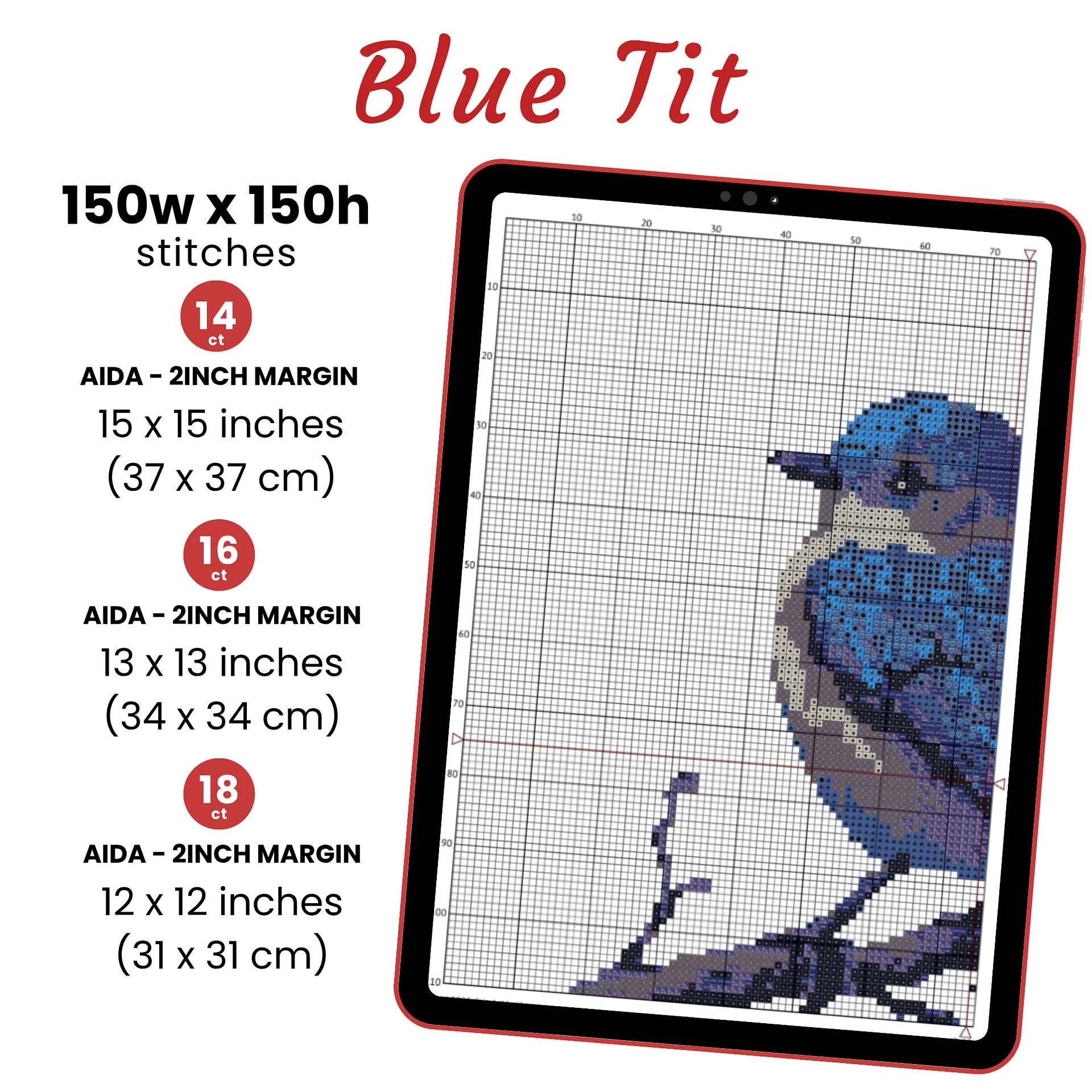 Blue Tit Cross Stitch Pattern product image (2)
