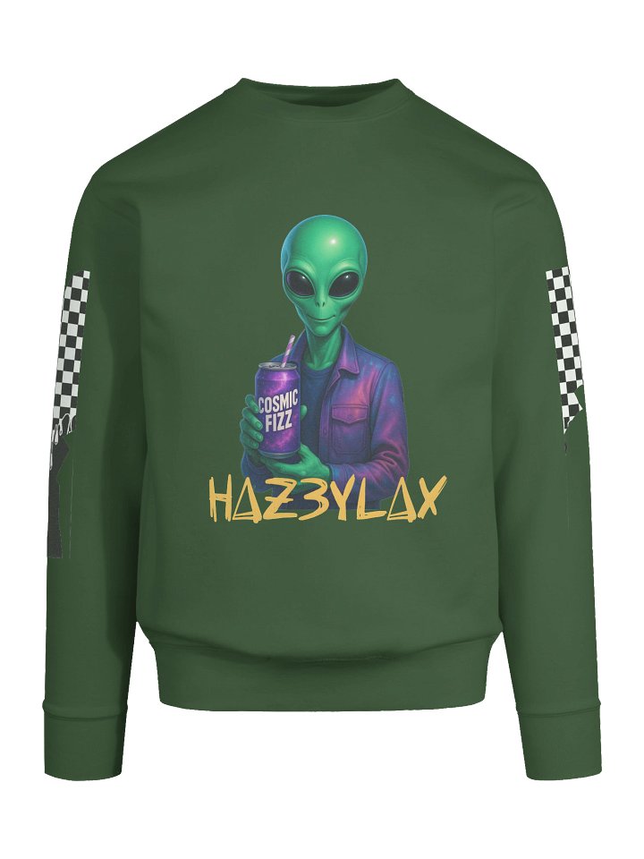 HAZ3YLAX Green Drip Checkerboard Alien Sweatshirt product image (1)