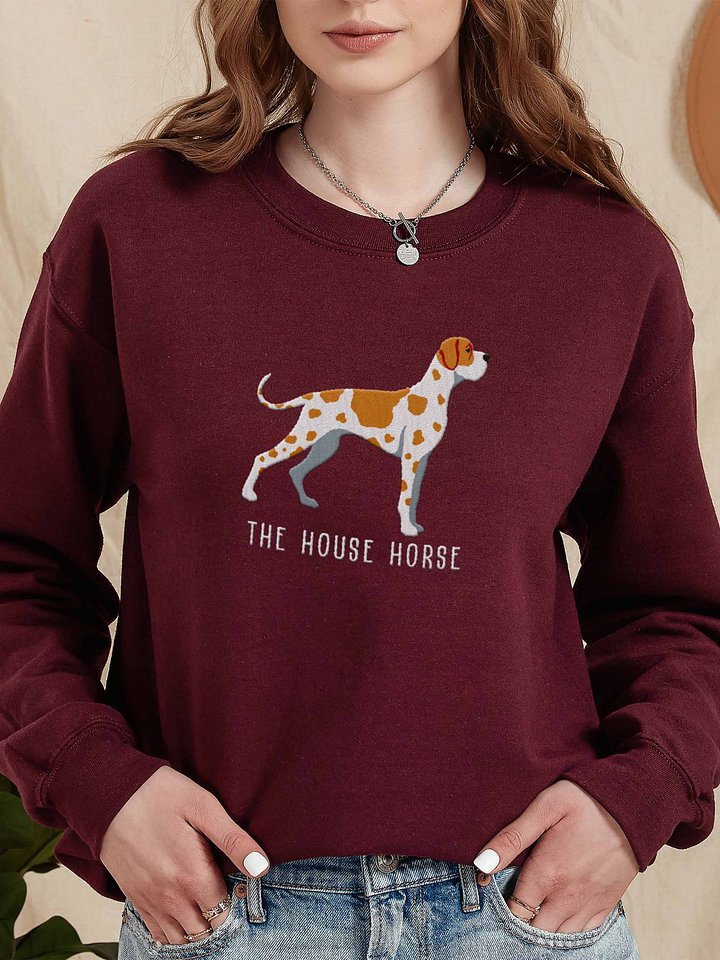 The House Horse Sweatshirt (Embroidered) of a Great Dane(Tan Harlequin) product image (2)