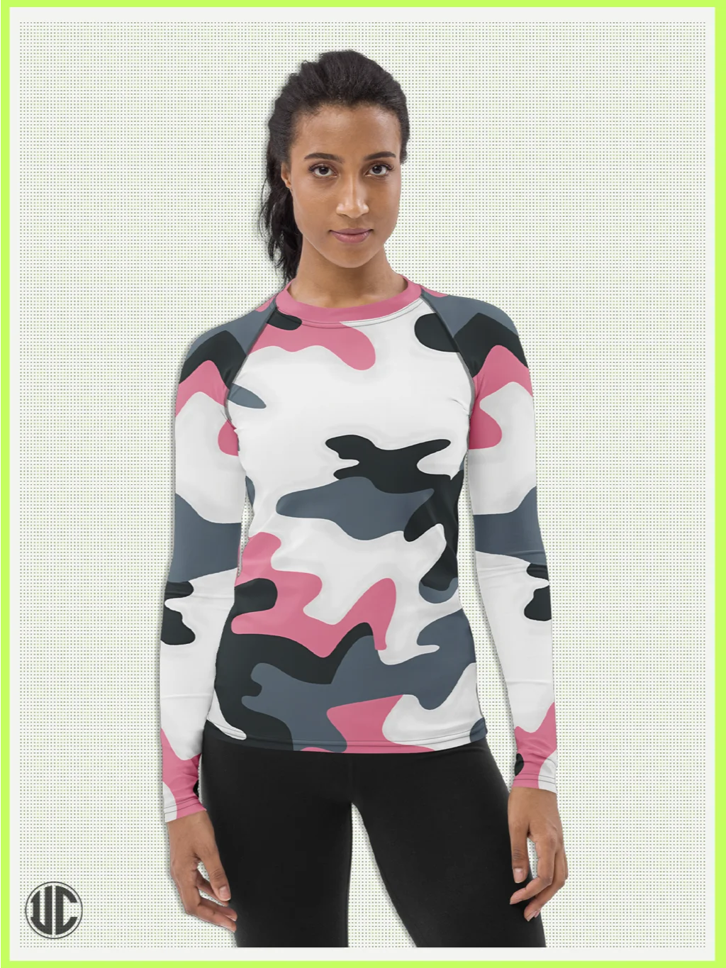 Bubblegum Pink Urban Camo - Women’s Rash Guard product image (5)