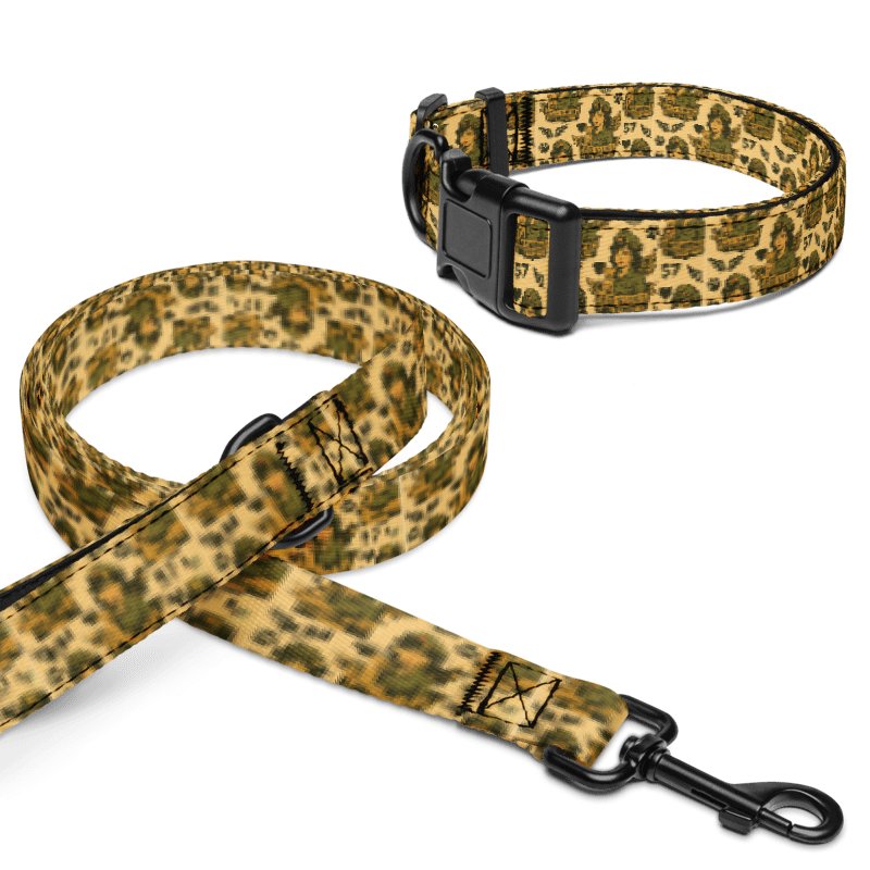 Mel’s Angels Retro Dog Collar & Leash Set – Vintage Pin-Up Pattern with Paw Prints, Hearts & Wings (Adjustable, Durable Pet Walking Gear) product image (1)