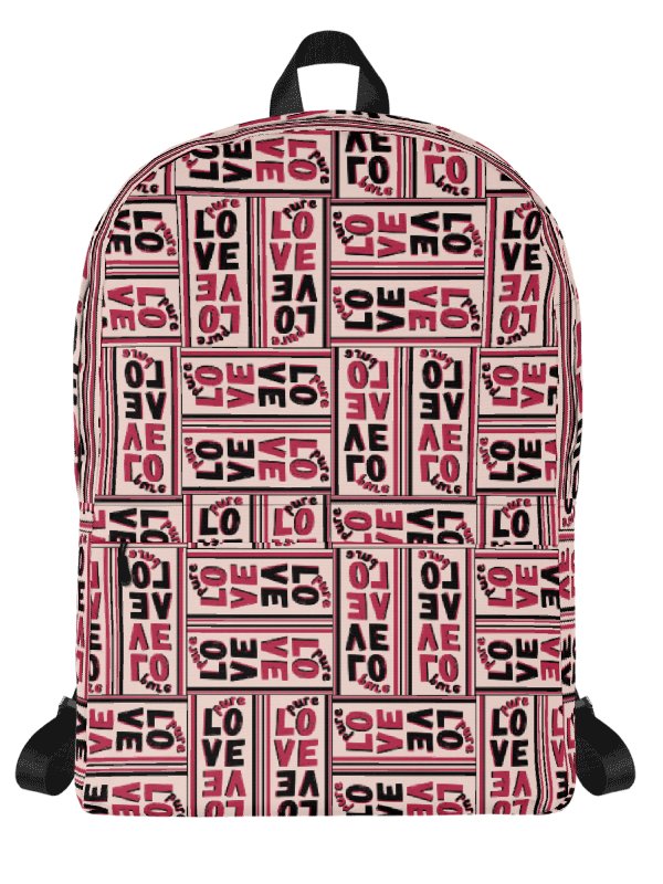 Pure LOVE dual Color Pattern on peach Background - All-Over Print Backpack product image (5)
