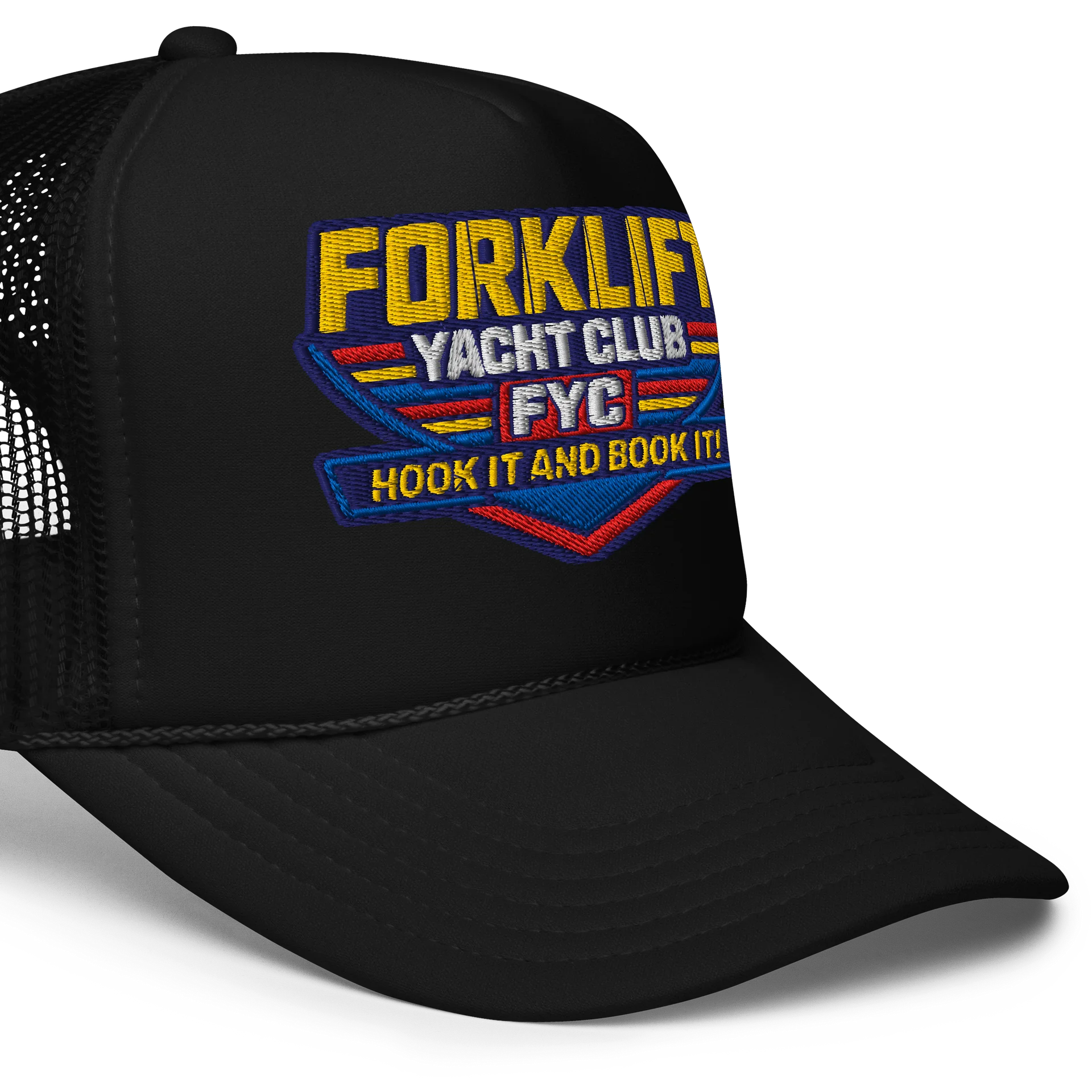 Hook and book - Trucker style mesh hat Embroidered product image (4)