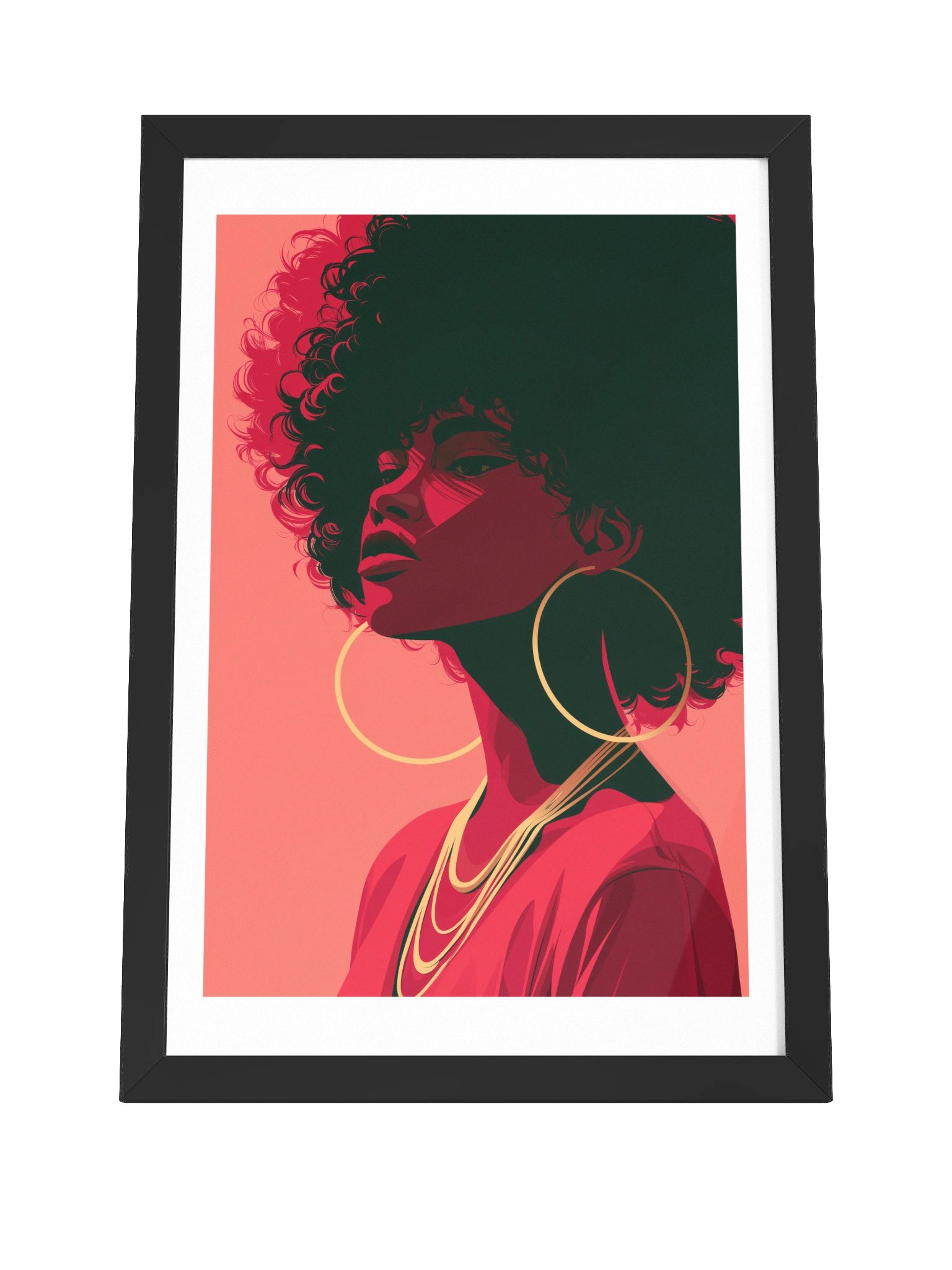 MONA No. 1 FRAMED | Black Woman Wall Art | Afro Portrait Print, Crimson & Gold product image (4)