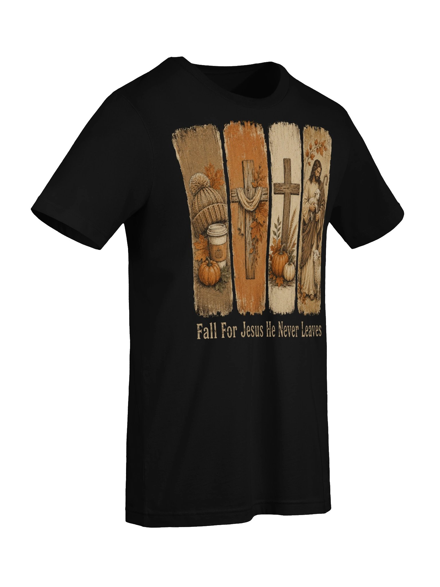Fall For Jesus He Never Leaves tshirt | Thanksgiving Autumn Christian Shirt product image (3)