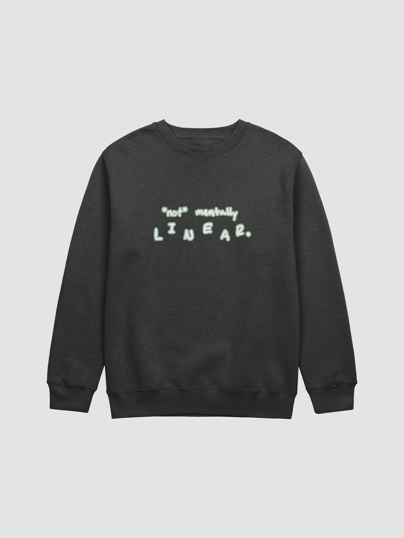 *not* mentally linear (lined design, #96B697) printed crewneck product image (4)
