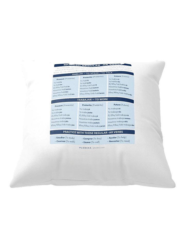Spanish Regular -AR Verbs Conjugation Pillow product image (2)