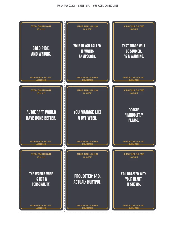 Fantasy Football Trash Talk Cards product image (2)