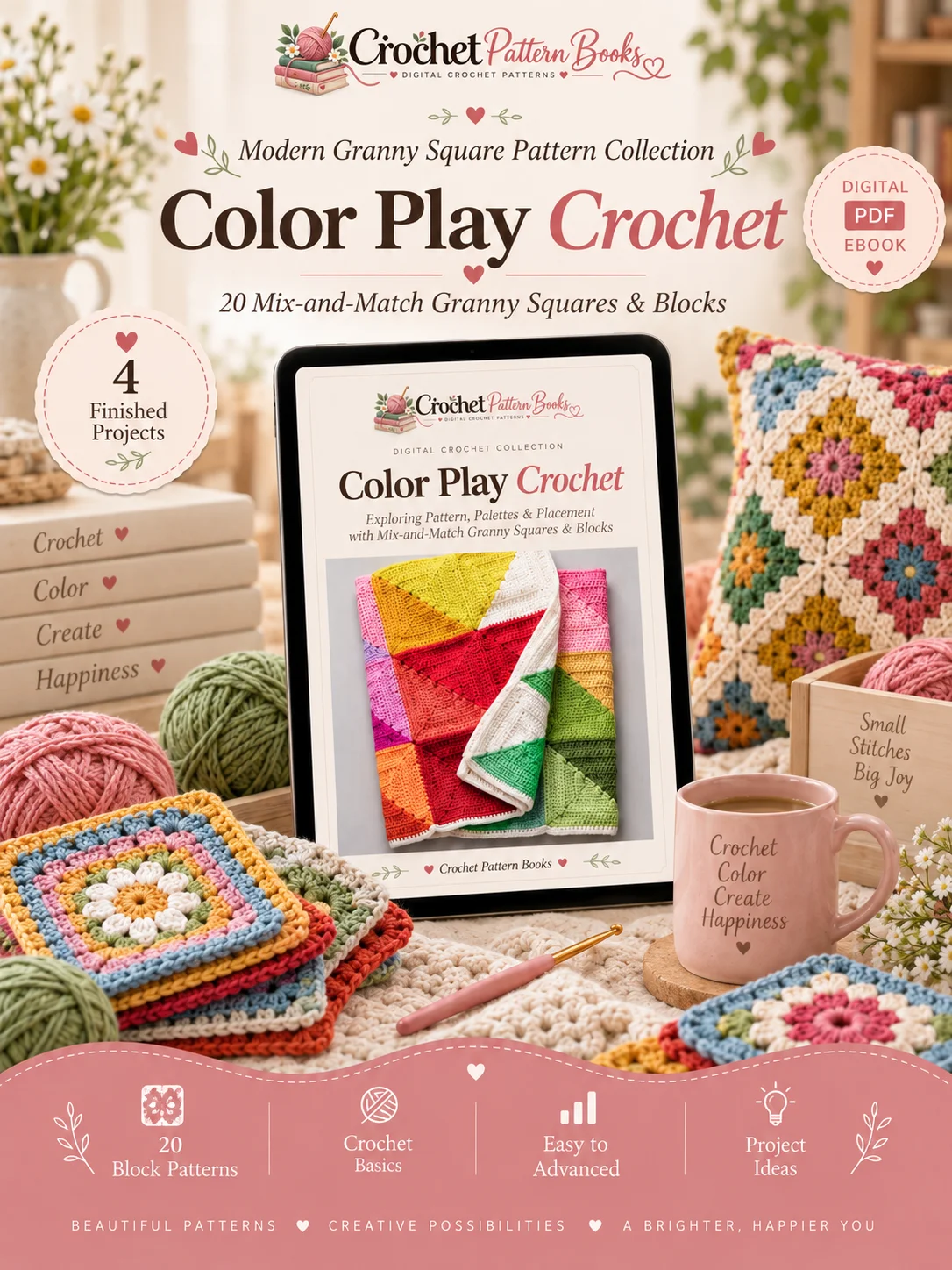 Color Play Crochet 20 Granny Square Patterns and 4 Projects PDF Ebook product image (5)