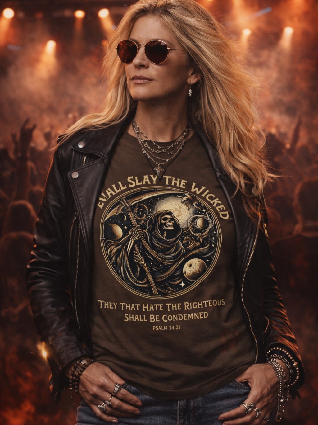 Evil Shall Slay The Wicked Tee - Bible Verse Psalm 34 Grim Reaper Christian T-Shirt product image (5)