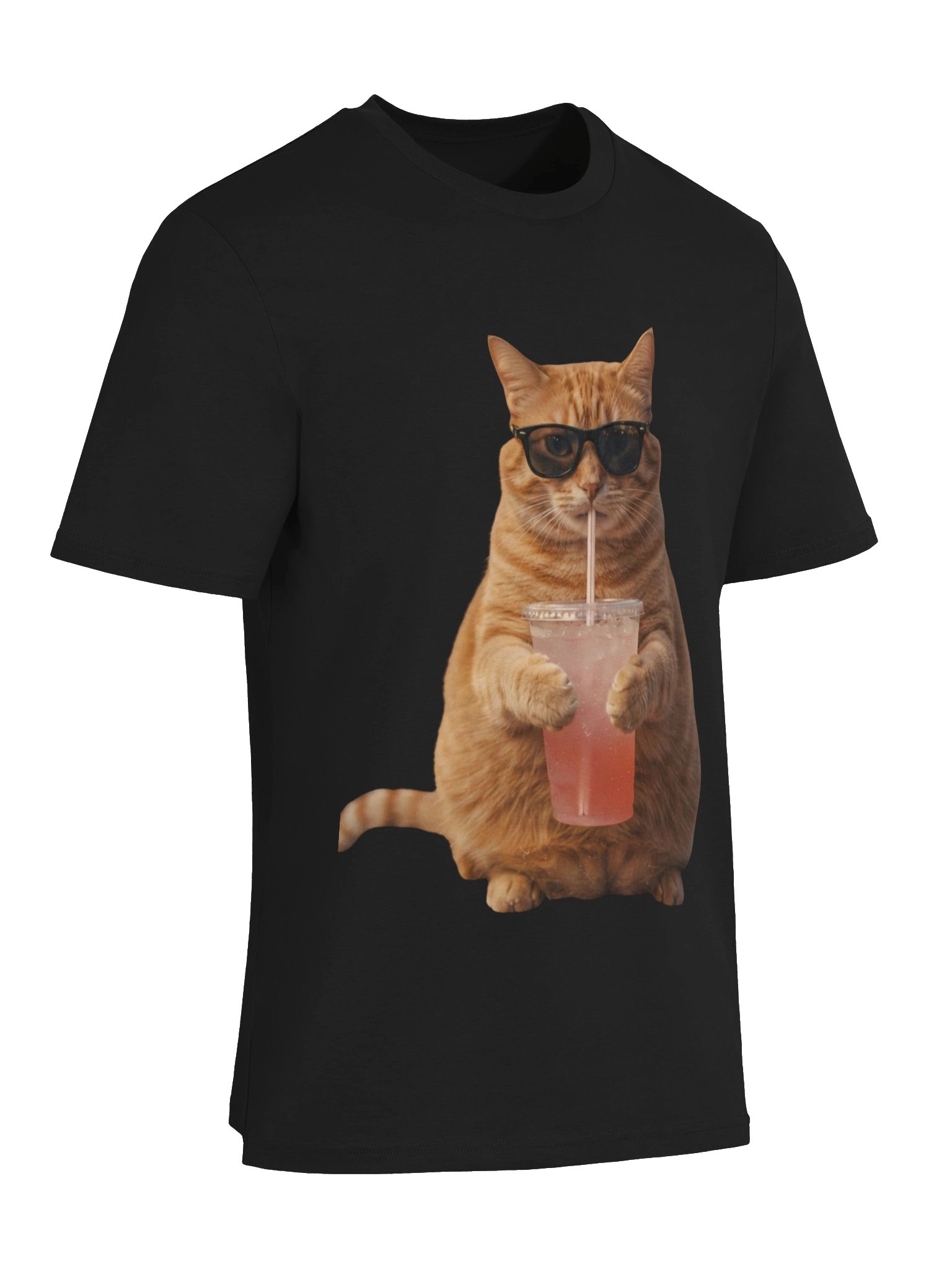 Cool Cat Sipping Drink T-Shirt product image (33)