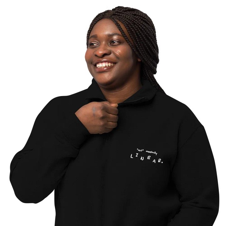 *not* mentally linear. (white) embroidered quarter zip product image (2)