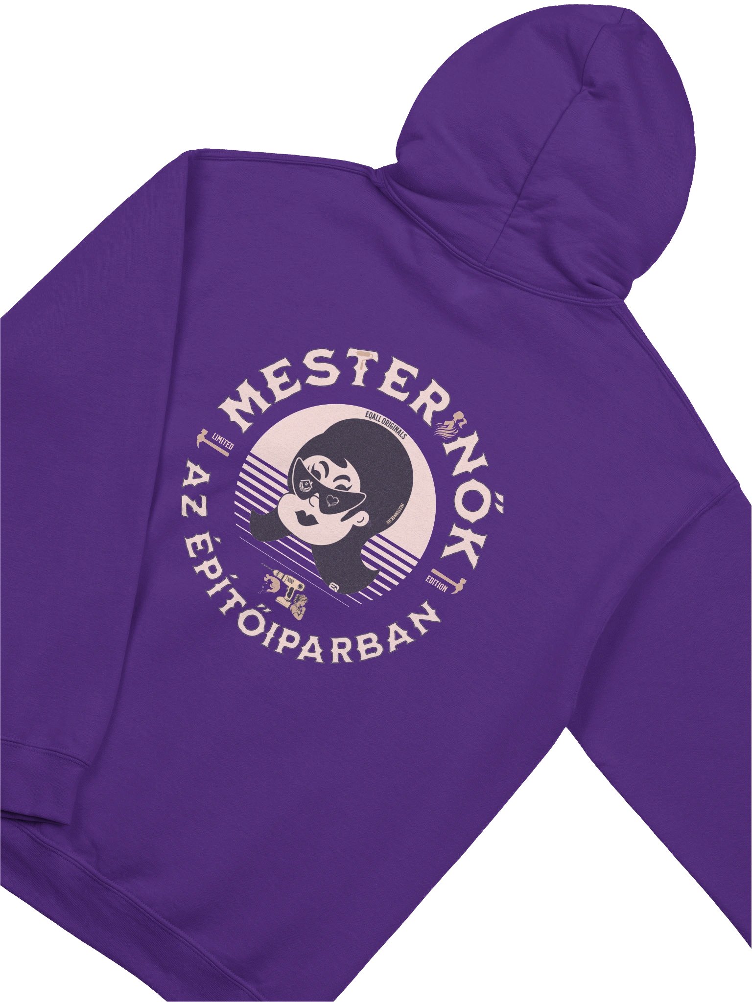 Laza Mesternő Retro Vibe_Unisex Kapucnis Gildan Dizájn_EQALL.hu® Originals_Barna / Bézs product image (4)
