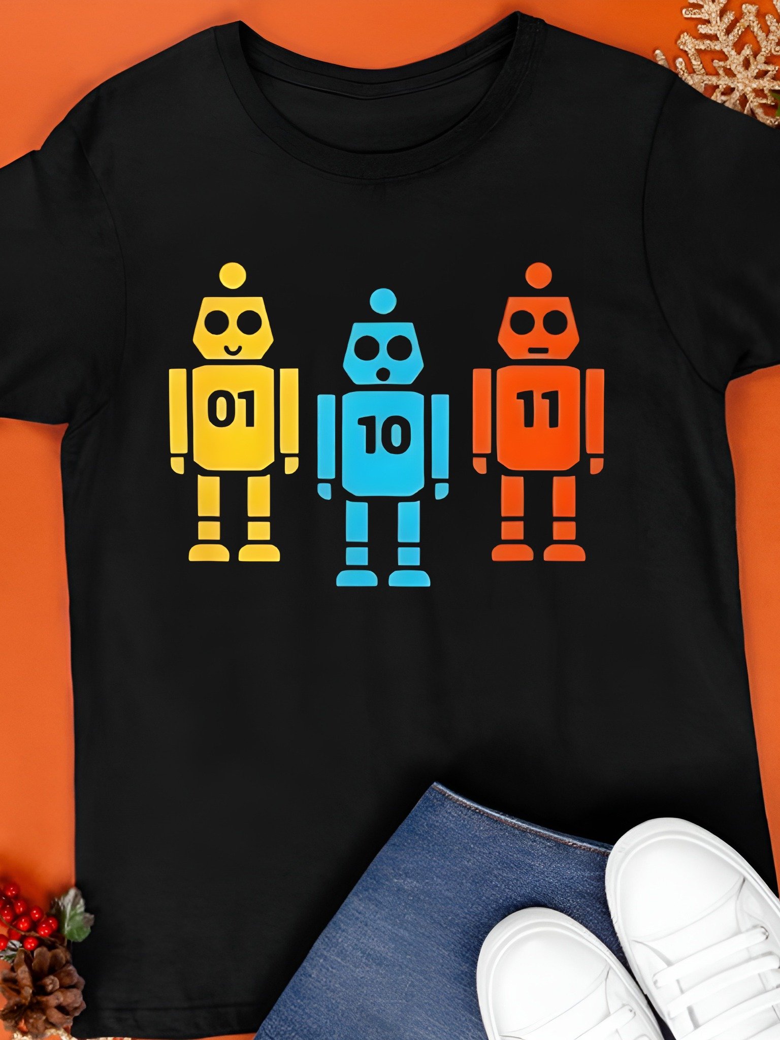 Binary 01 10 11 Robot Shirt product image (1)
