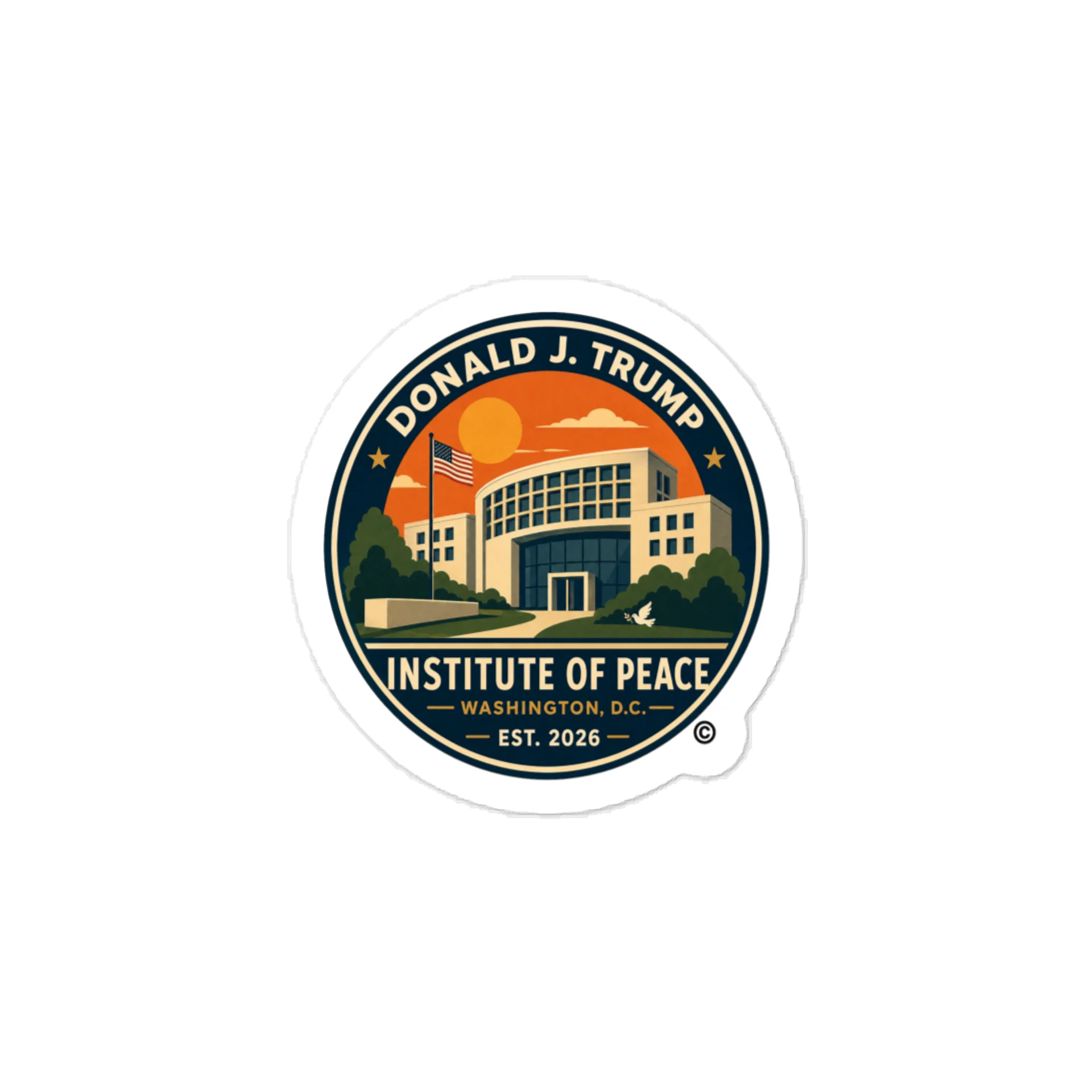 Kiss-Cut Vinyl Decals - Donald J. Trump Institute of Peace™ product image (1)