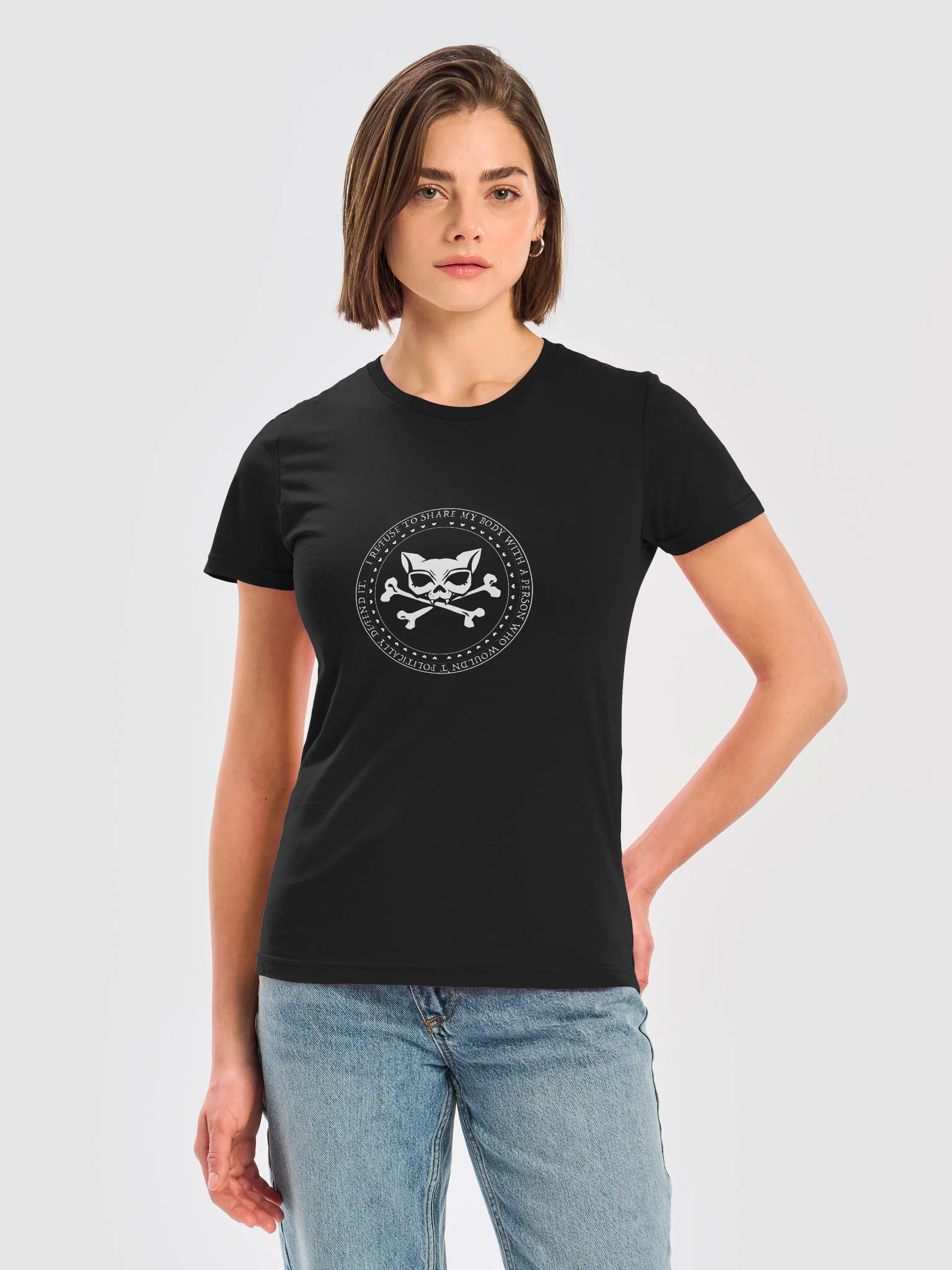 I Refuse White Ink Kat Skull Tee product image (5)