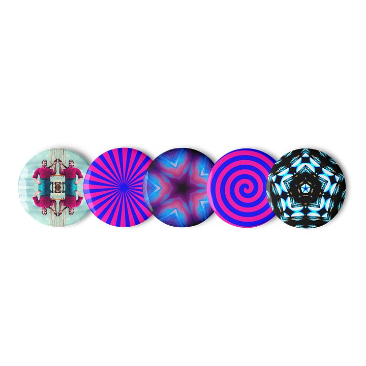 Strange Seashore Stars Spirals Set of 5 Pins, Cotton Candy Color Pink Blue Beach Pin Buttons product image (2)