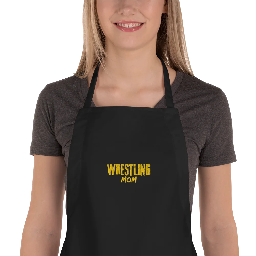 Wrestling Mom Distressed Gold Text Apron product image (1)