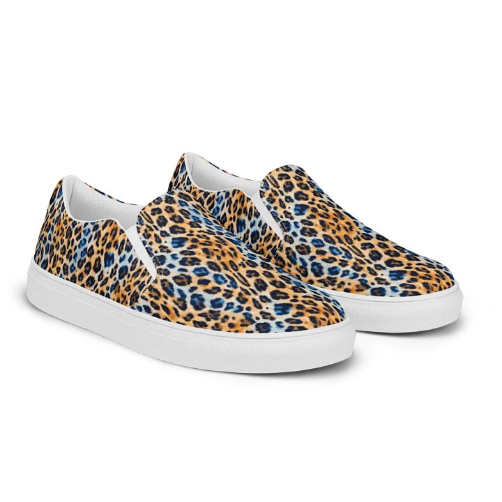 Blue Brown Leopard Women Canvas Shoes product image (2)