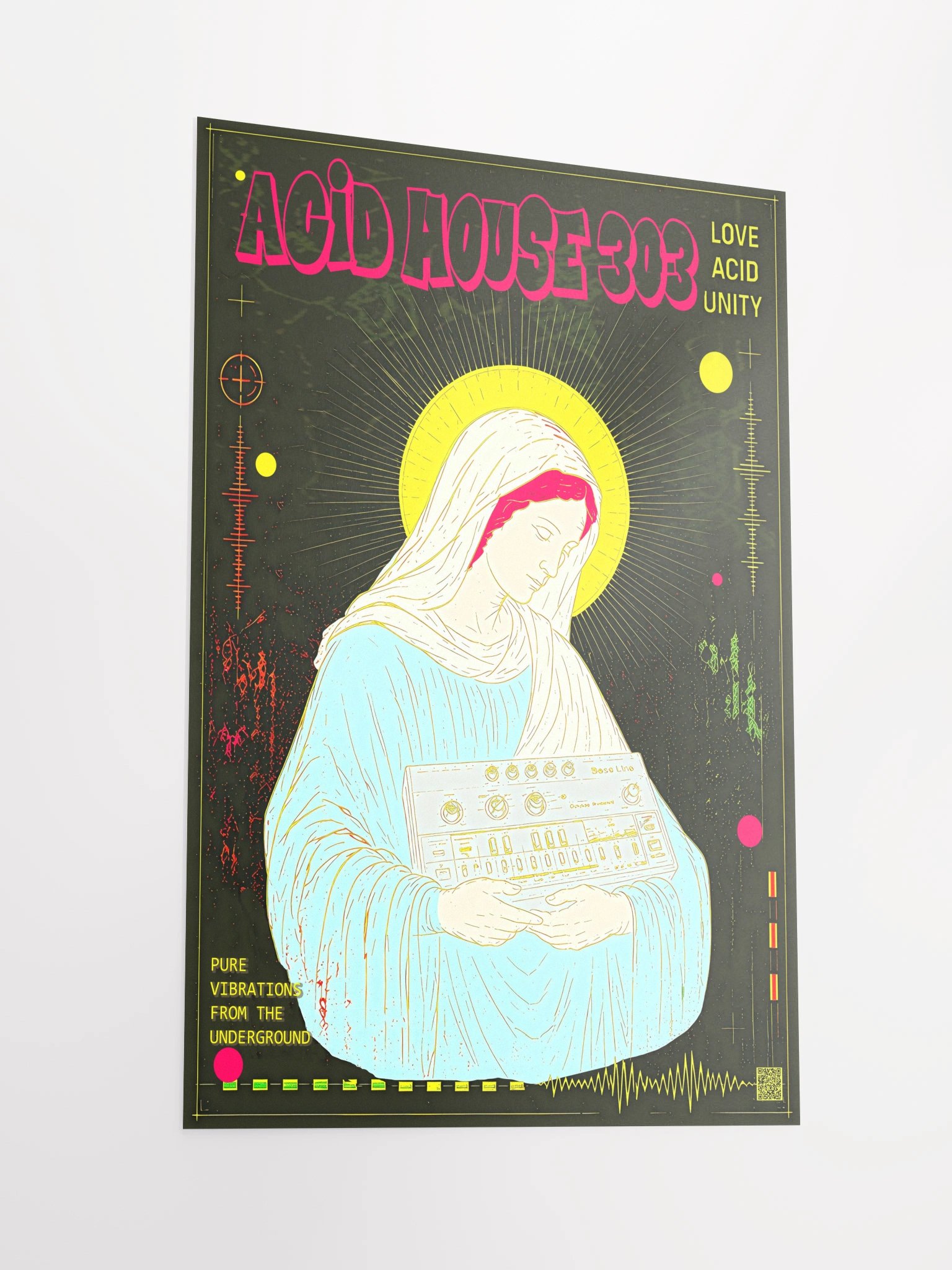 ACID HOUSE 303 PURE VIBRATIONS FROM THE UNDERGROUND, by Frank Fonik, Techno EDM Matte Paper Poster product image (1)