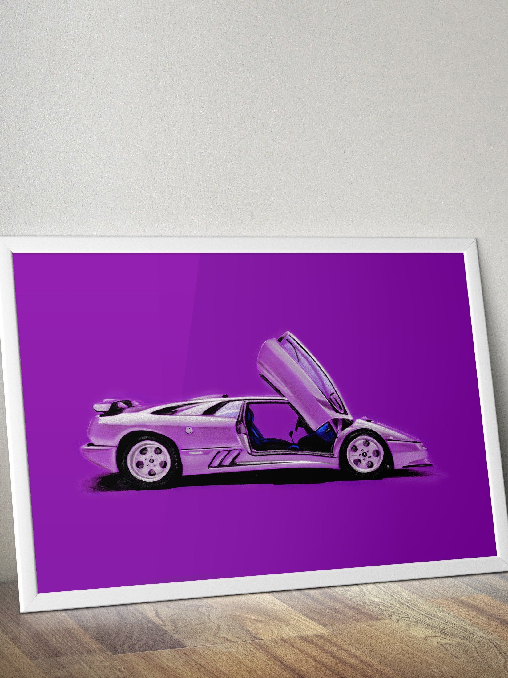Purple Lamborghini Diablo - A3 print product image (1)