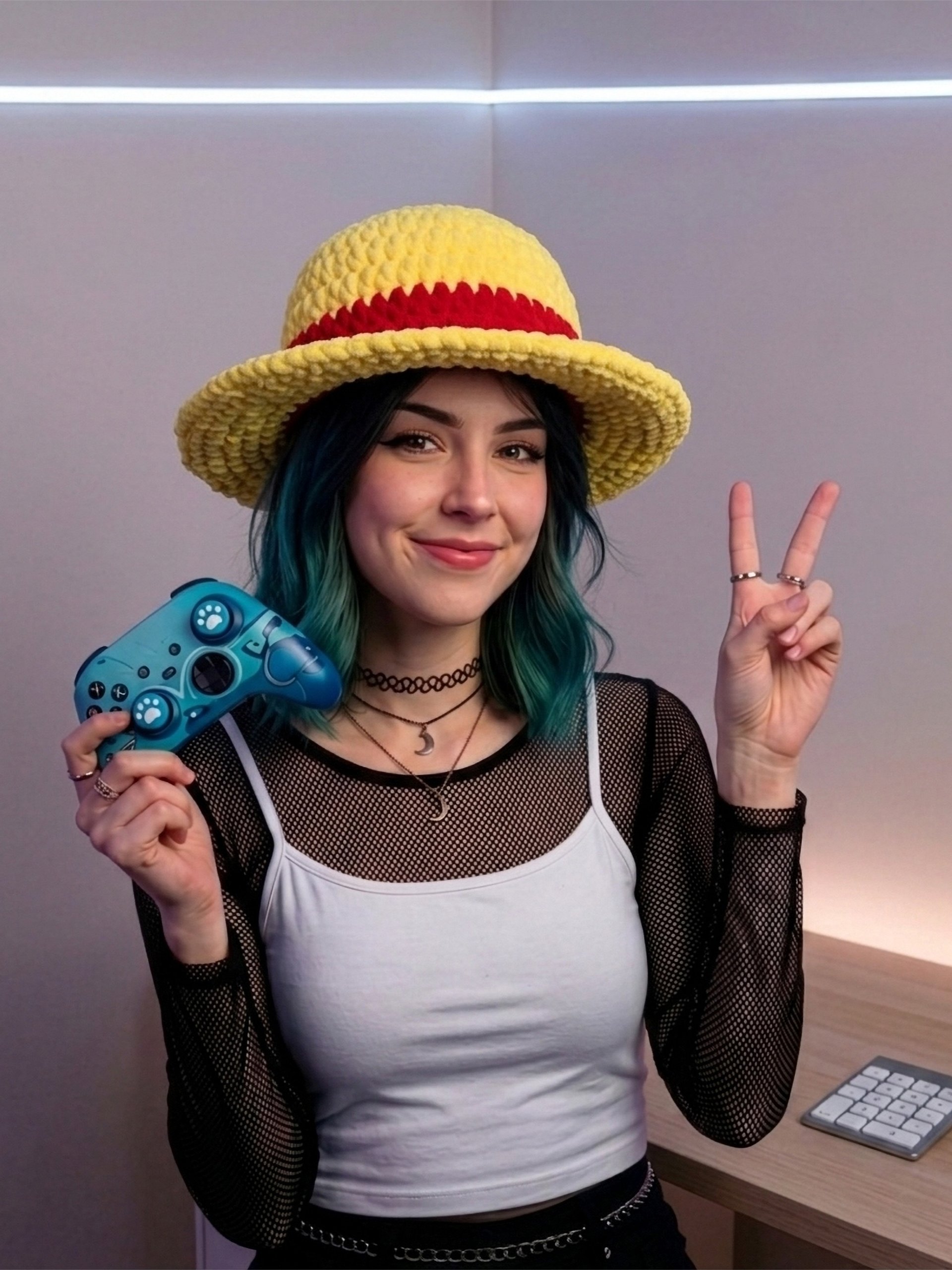 Handmade Crochet Straw Hat Pirate Captain Inspired product image (9)