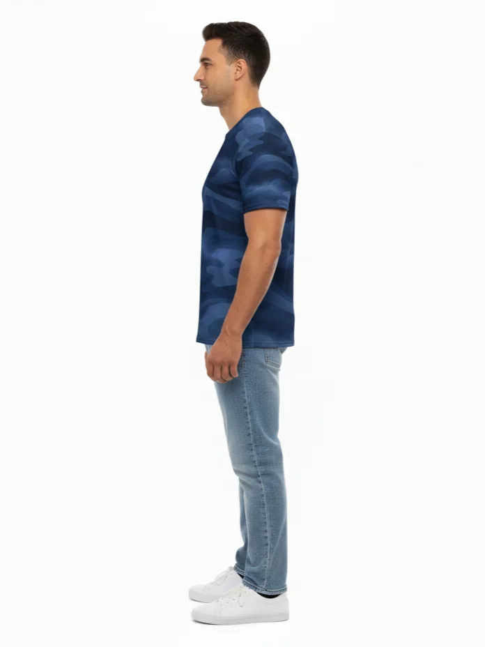 Abyssal Blue Camo Printed T-Shirt for Men product image (3)