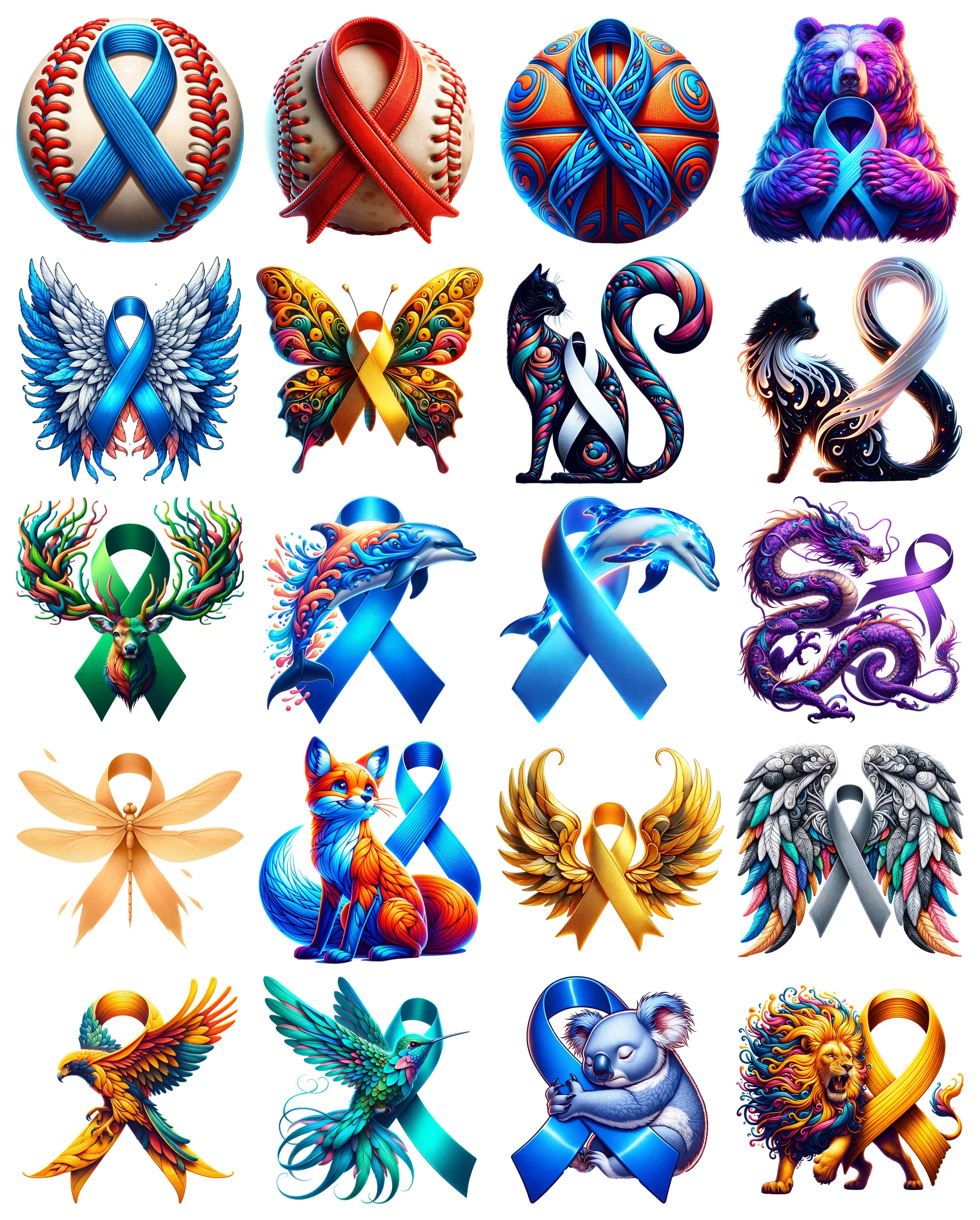 Awareness Ribbon PNG Bundle | 53 Designs | All Causes | Commercial Use product image (1)