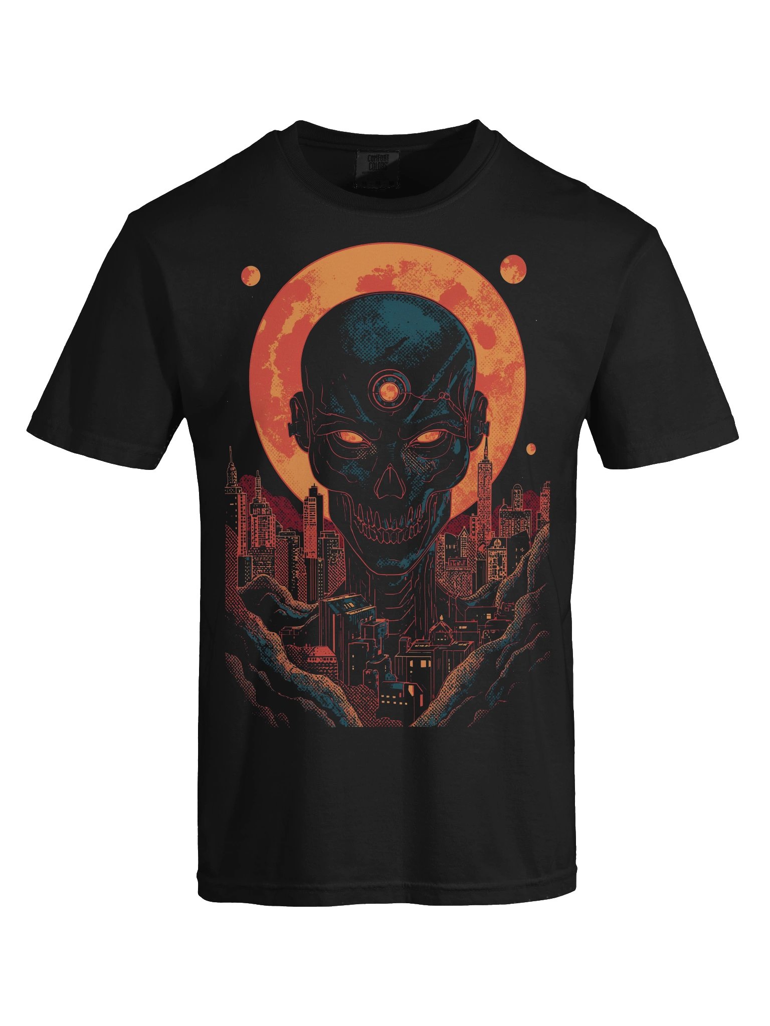Neon Skull Cityscape Heavyweight T-Shirt product image (2)