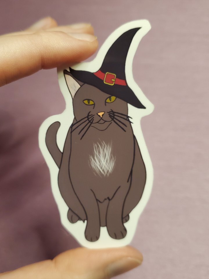 Witchy Cat Hand Cut Vinyl Sticker product image (1)