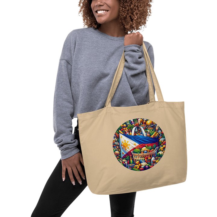 FILIPINO HERITAGE MARKET TOTE: VIBRANT CULTURAL MOSAIC BAG VERSATILE USE (DOUBLE-SIDED), ORGANIC CREAM WIDE TOTE BAG product image (1)