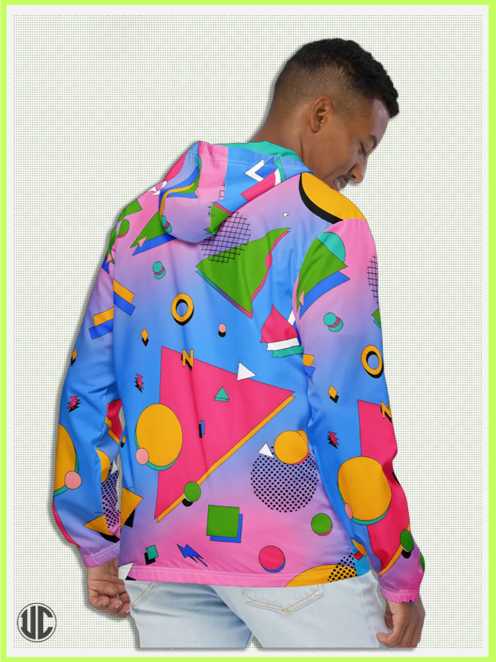 Retro 1980s Windbreaker Jacket – Colorful Memphis Style Zip Hoodie | Vintage Lightweight Streetwear for Men & Women product image (5)