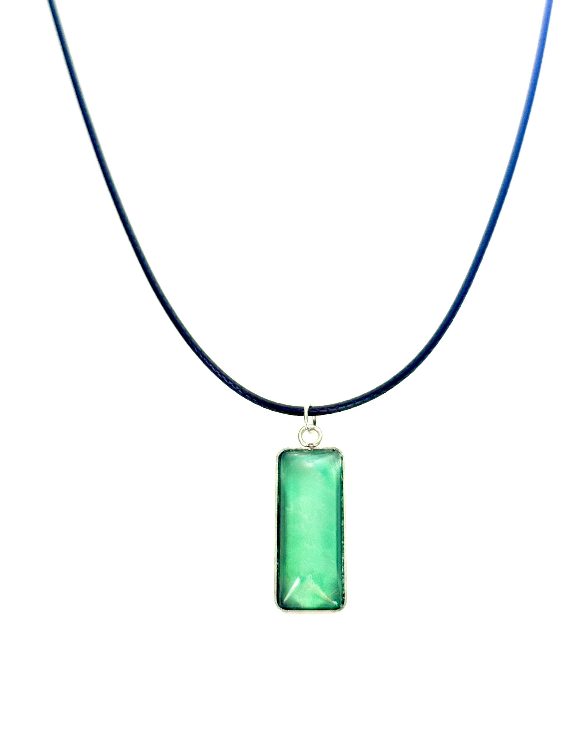 MFD-00151 | Electric Tide Pendant Necklace | Blue Green | Rectangle Cabochon | Monique Faella Designs™ product image (3)