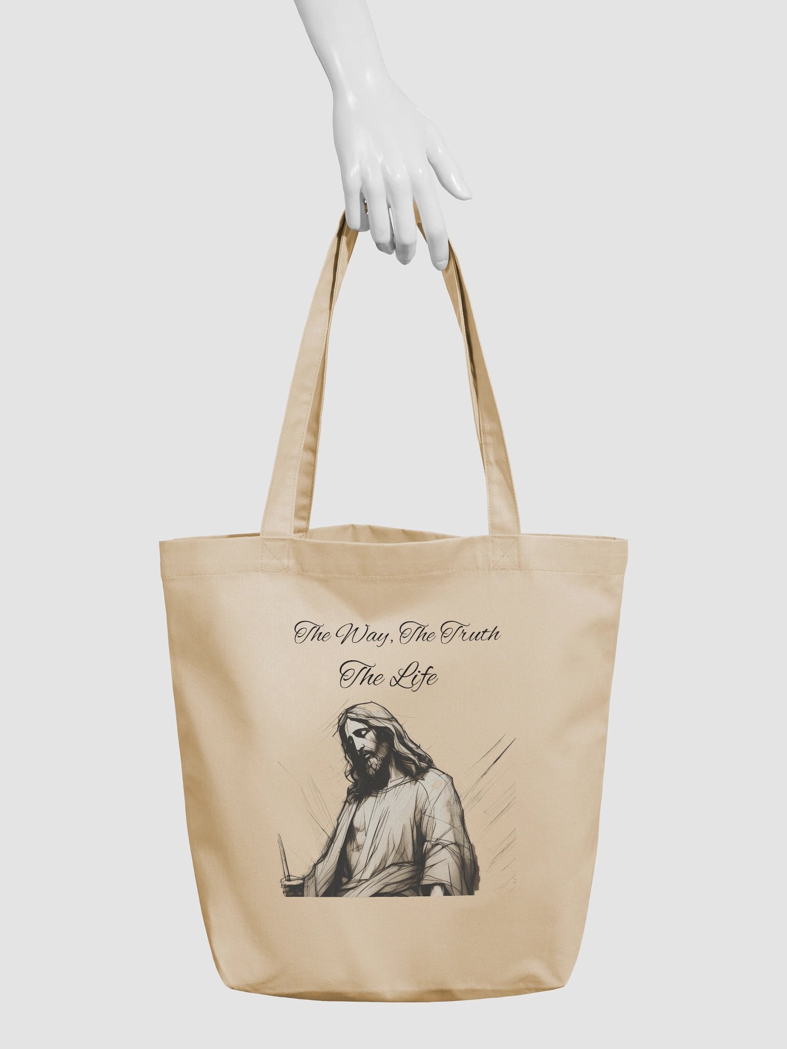 "The Way, The Truth, The Life" Jesus Sketch Christian Tote Bag product image (3)