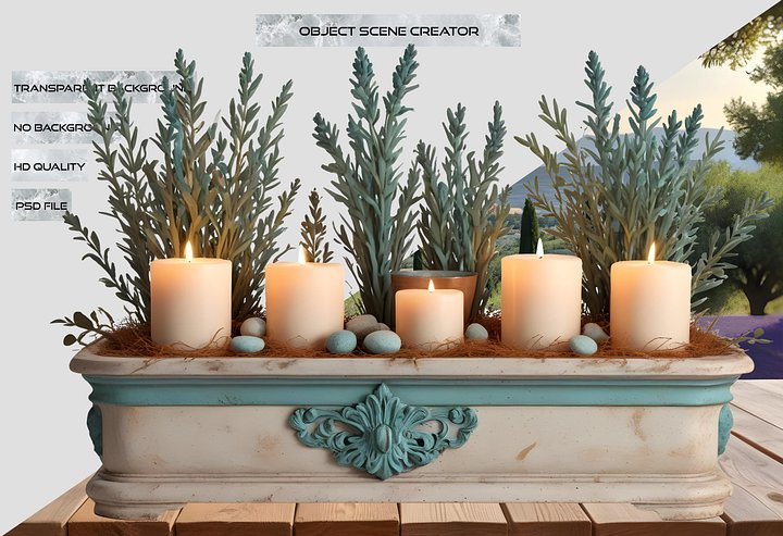 Provence-Inspired Candle and Floral Arrangements, PNG product image (2)