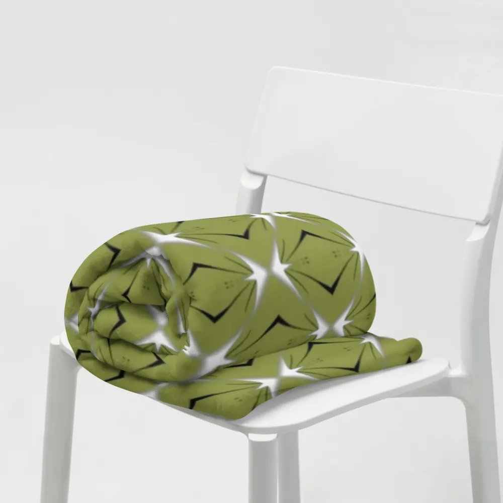 Green Black & White Diamond Star Seamless Pattern Throw Blanket product image (10)