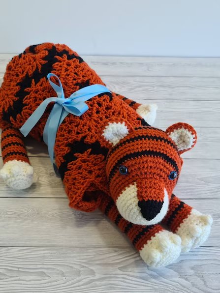 Crochet Tiger Baby Blanket Folding Pram Toy Pattern PDF - Crafting Happiness product image (5)