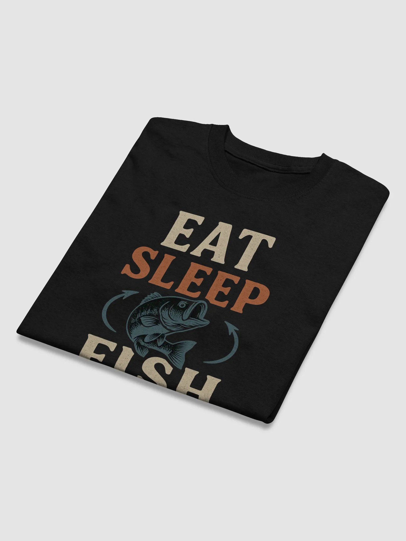 Eat Sleep Fish Repeat T-Shirt – Funny Retro Bass Fishing Graphic Tee product image (3)
