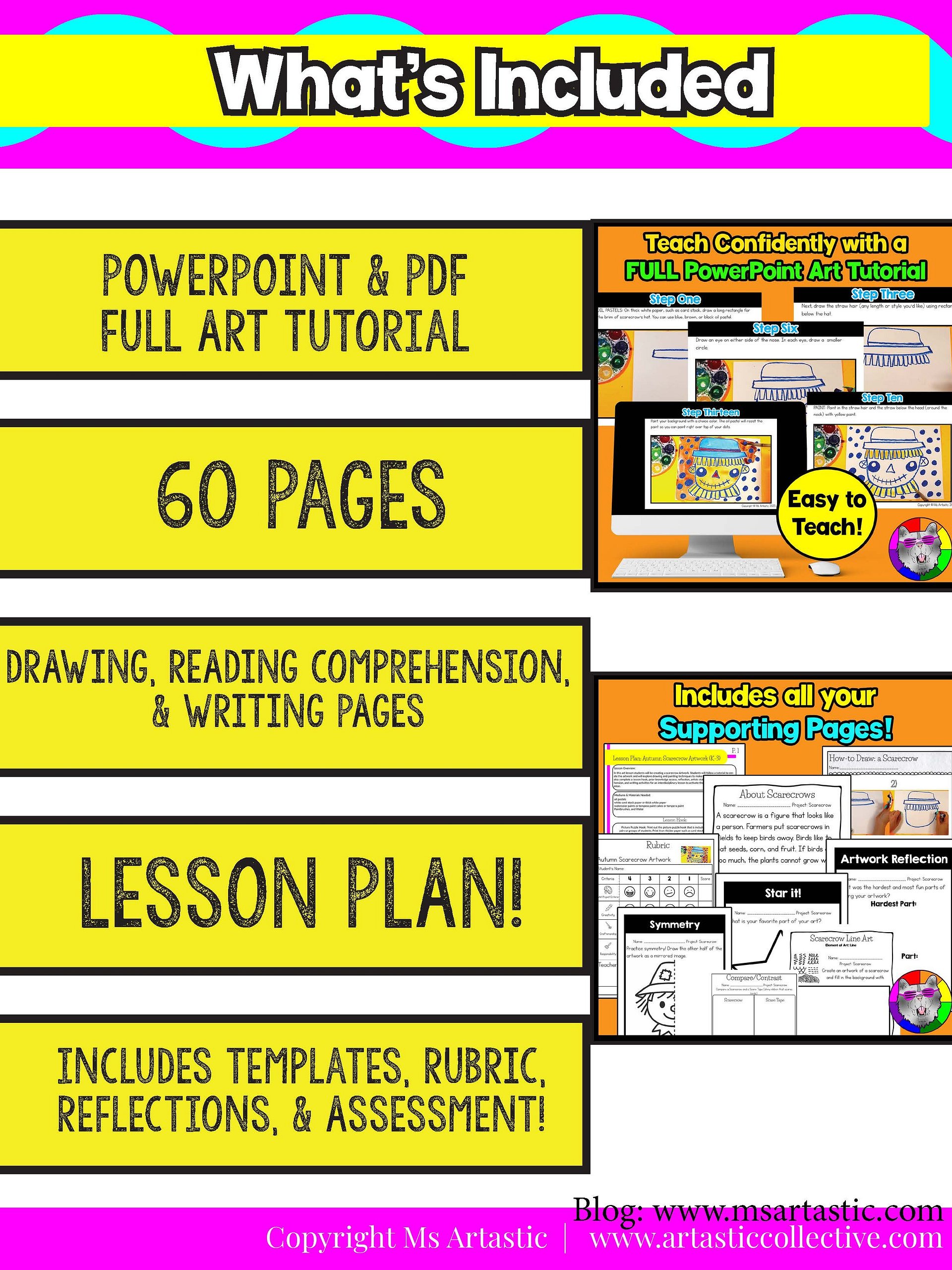 Autumn Scarecrow Art Lesson with Reading, Writing & Step-by-Step Tutorial (Kindergarten – Grade 3) Product product image (6)