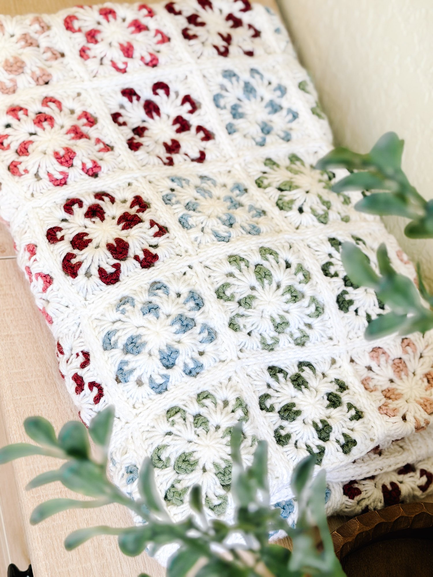 Crochet Granny Square Blanket Pattern | Blossom Flower Squares, 9 Sizes Lovey to Twin | PDF + Video + App product image (8)
