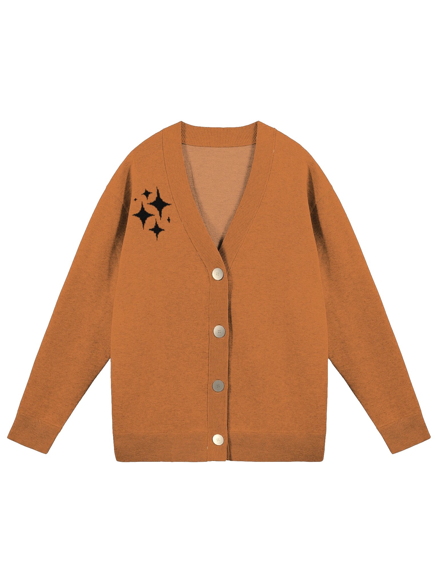 Orange Knitted Cardigan Without Pocket product image (2)