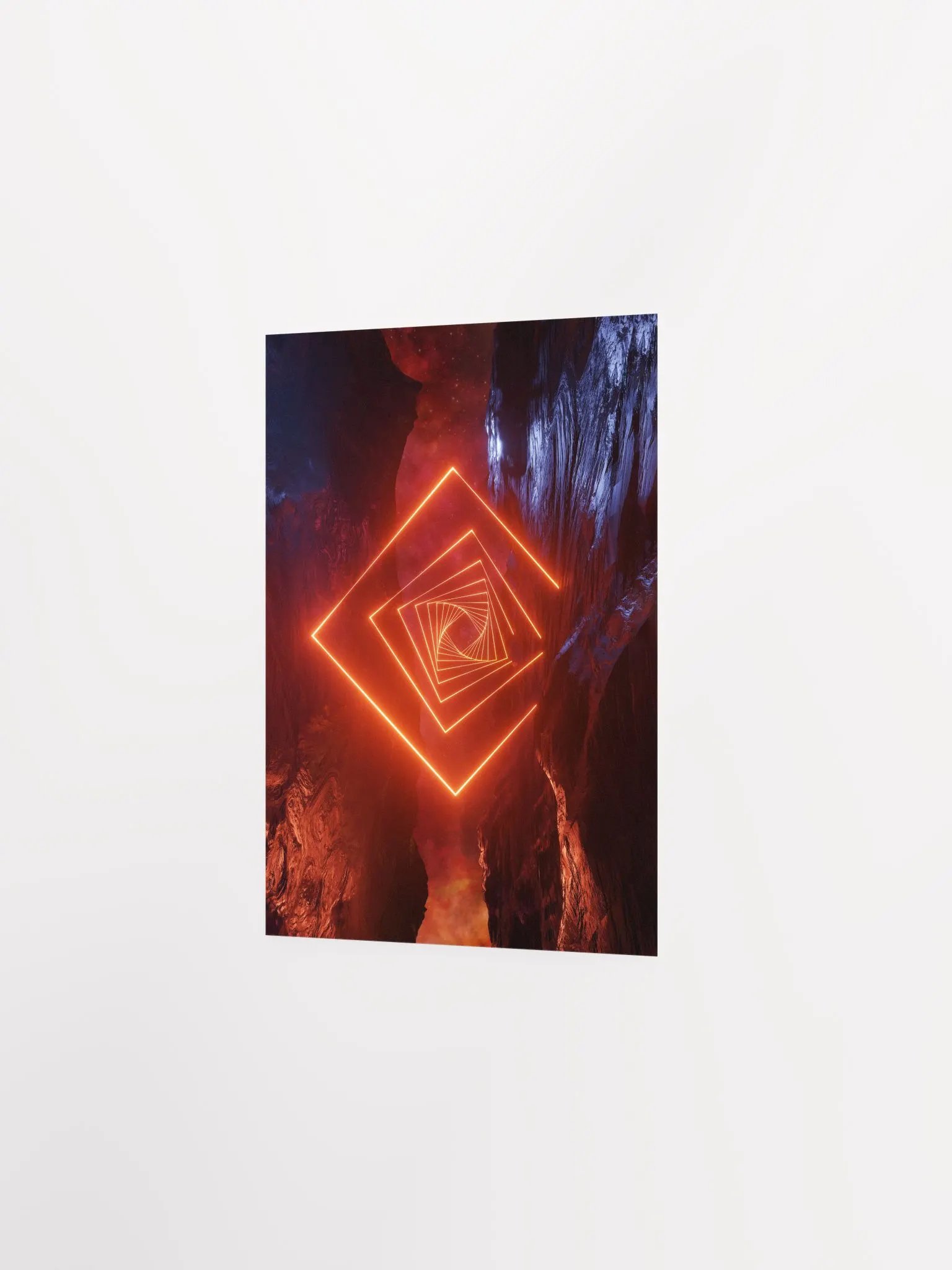 Neon landscape: Squares #2 red [synthwave/vaporwave/cyberpunk] — Aesthetic retrowave poster product image (7)