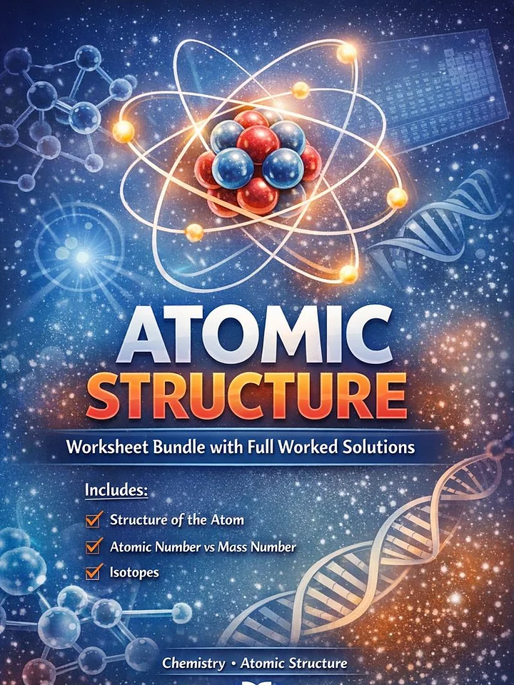 Atomic Structure Worksheet Bundle (With Full Worked Solutions) product image (1)