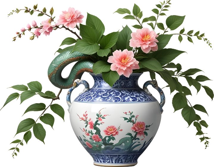 Chinese Art – Vase with Serpent and Floral Motifs png product image (1)