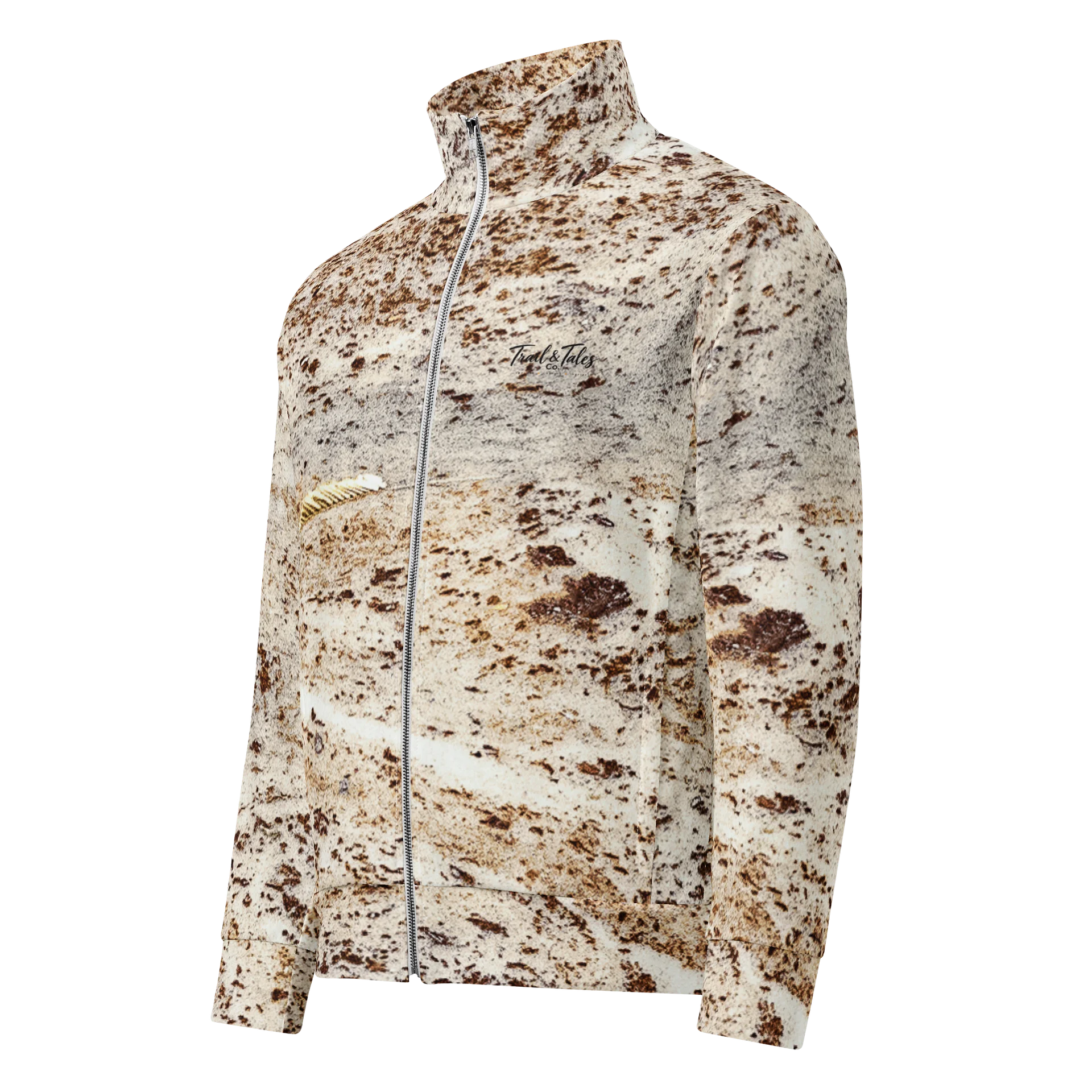 Espresso Swirl Recycled Unisex All-Over Print Warm Mocha Track Jacket product image (1)