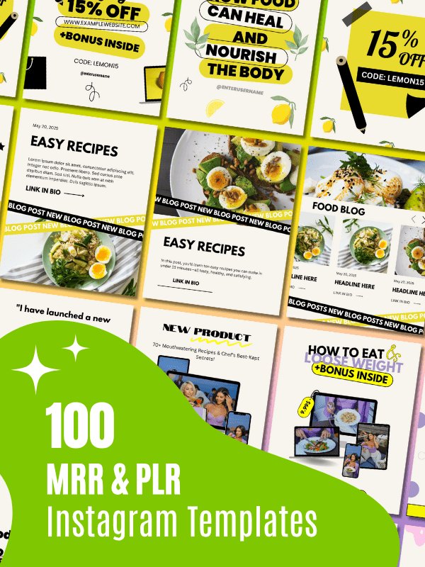MRR/PLR Instagram Food Feed Templates product image (1)