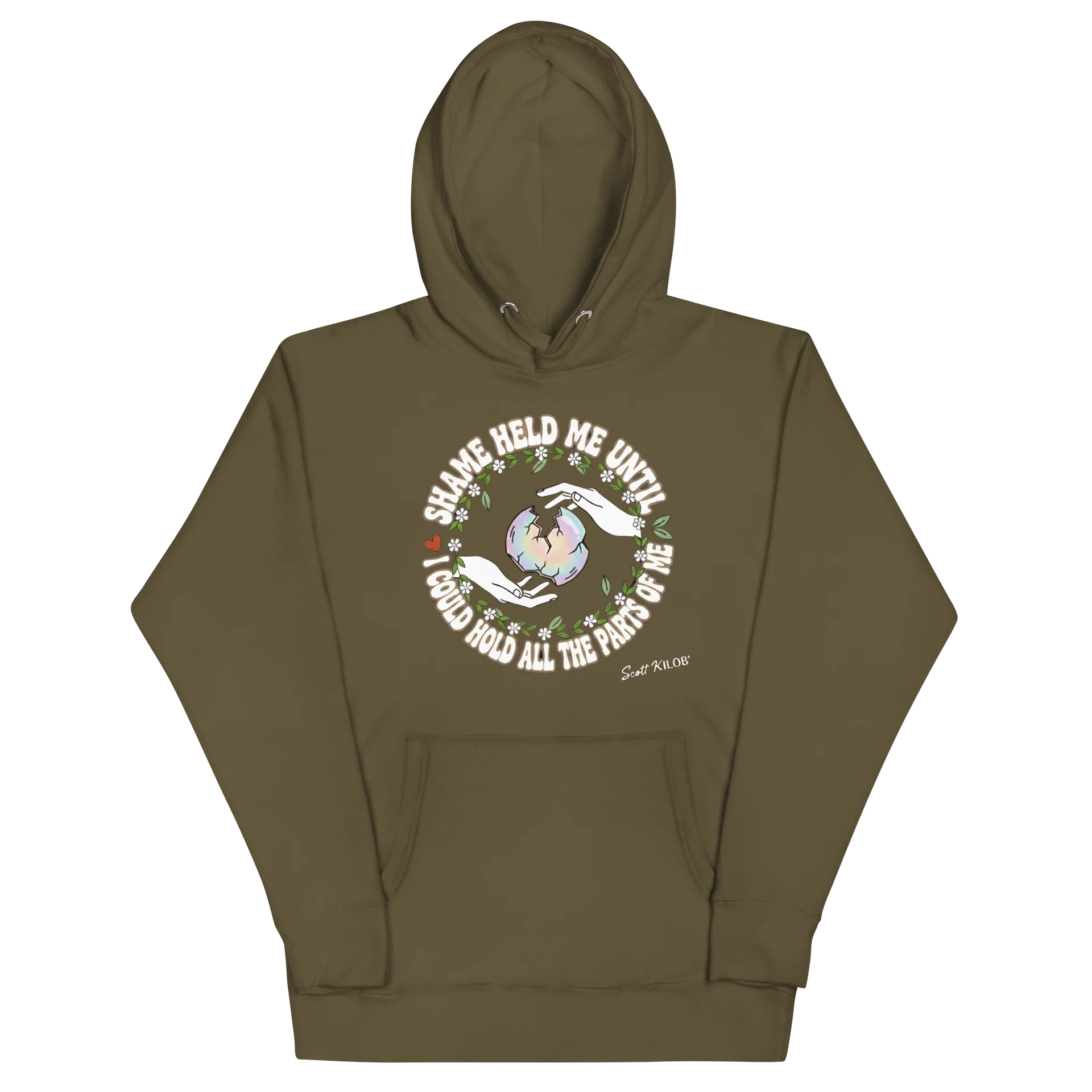 “Shame Held Me Until I Could Hold All The Parts of Me” Military Green Unisex Hoodie product image (2)