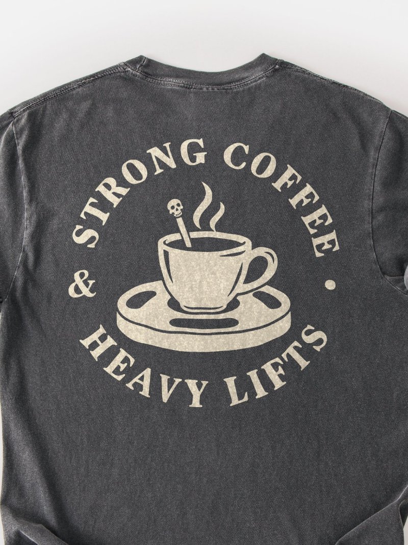 Strong Coffee & Heavy Lifts Oversized Gym Tee | Pump Cover product image (2)