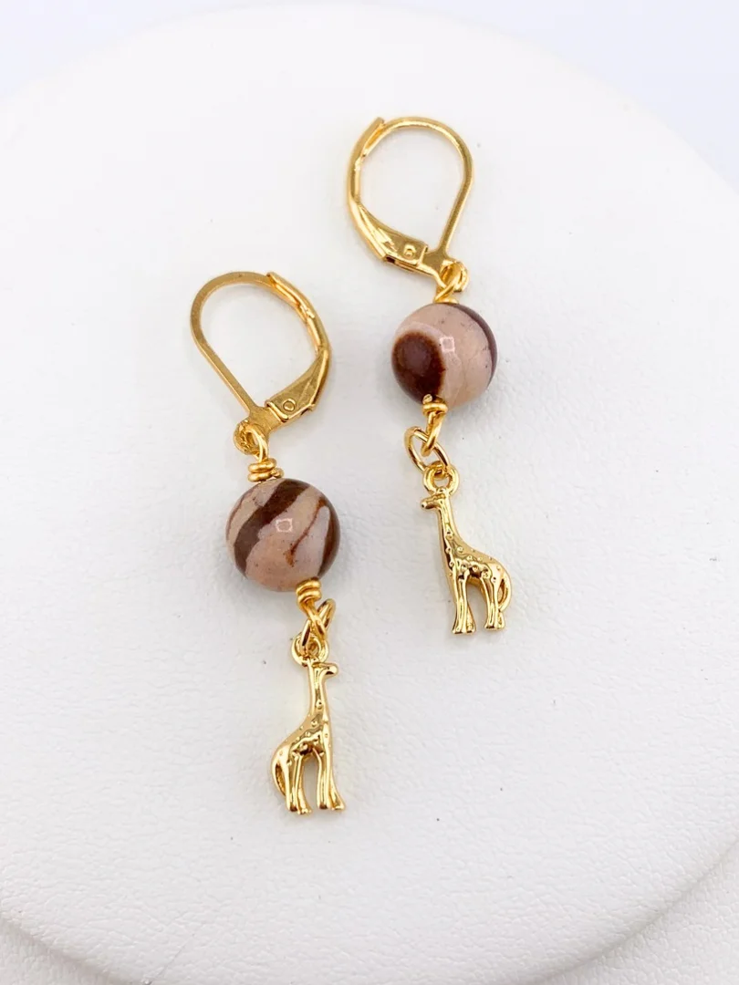 Zebra Jasper Beaded Pendant Necklace, Bracelet, and Earrings Set product image (4)
